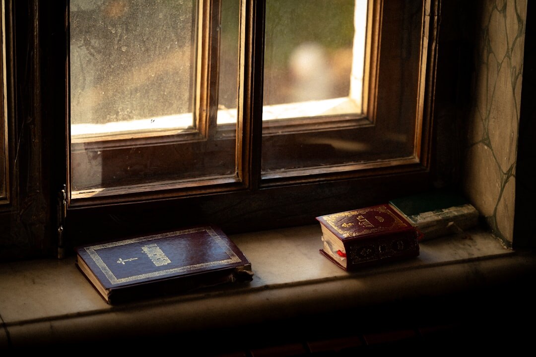 rainy window with book