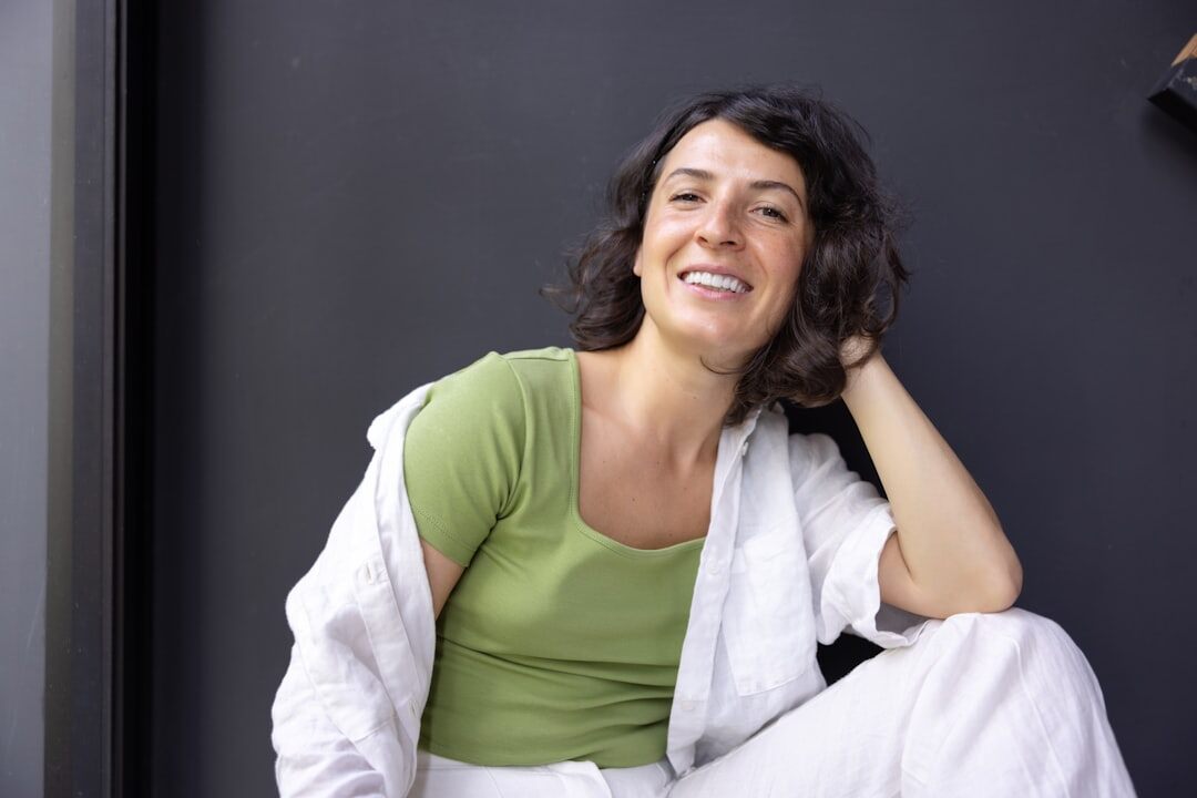 Studio portrait of a smiling Dutch woman in her thirties